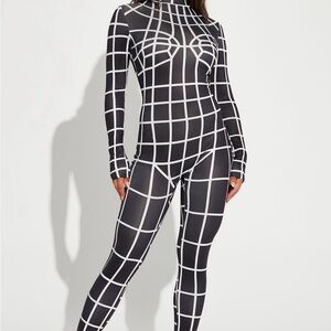 2/$15 Black and White Grid Pattern Bodysuit